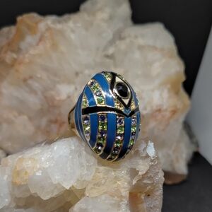 Akkad China Blue and Green Evil Eye Statement Ring
